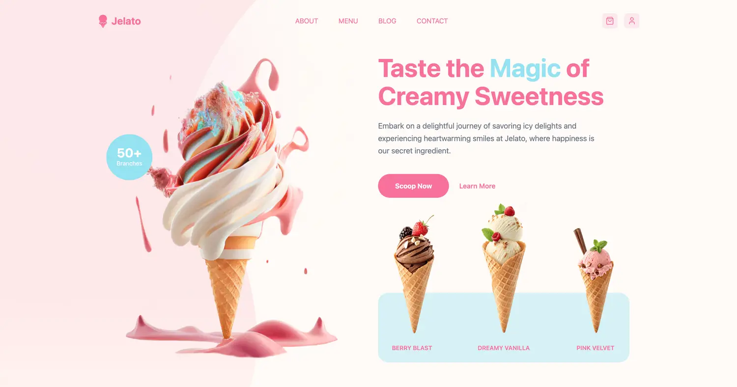 Jelato | SvelteKit website templates for Ice Cream Shops
